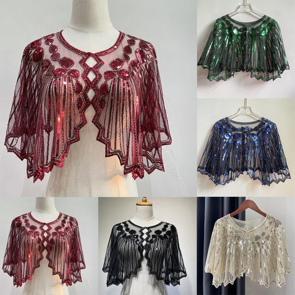 Women'S Fashion In The 1920S - ผ้าคลุมไหล่แฟชั่นสไตล์ยุค 1920 สำหรับผู้หญิง ผ้าคลุมไหล่สำหรับงานปาร์ตี้ ประดับเลื่อม ประดับลูกปัด