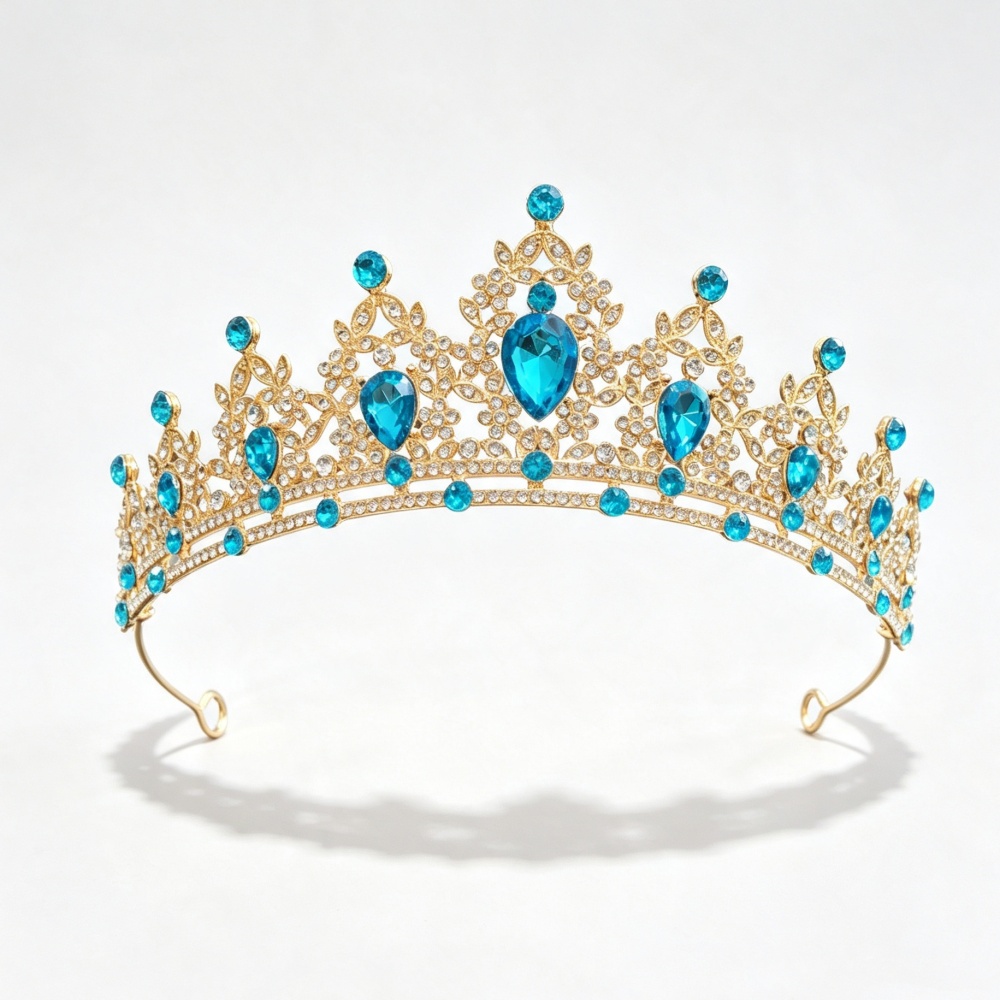 Women Queen Fashion - มงกุฎเจ้าหญิงสุดหรูสำหรับผู้หญิงและเด็กผู้หญิง มงกุฎคริสตัลสีน้ำเงินสำหรับราชินี ที่คาดผมแฟชั่นสำหรับงานวันเกิด งานคอสเพลย์ งานแต่งงาน