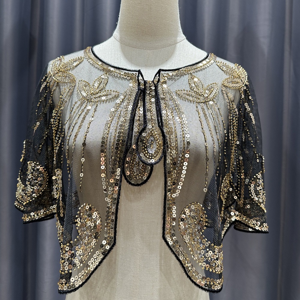 Women'S Fashion In The 1920S - ผ้าคลุมไหล่สไตล์วินเทจยุค 1920s ประดับเลื่อมวิบวับ ผ้าลูกไม้ซ้อนทับ ผ้าคลุมไหล่สำหรับผู้หญิง ผ้าคลุมสำหรับงานกลางคืน