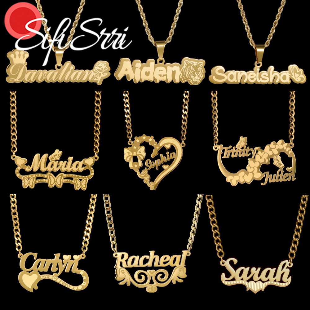 Women'S Fashion Labels - Sifisrri CUSTOM ชื่อสร้อยคอผู้หญิงสีขาวป้ายเครื่องประดับสแตนเลส Choker CHAIN ส่วนบุคคลแม่เด็กของขวัญ
