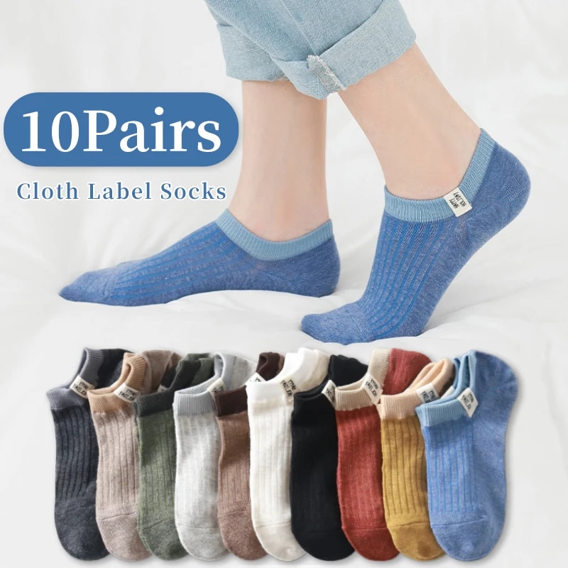 Women'S Fashion Labels - 10 คู่ผู้หญิงฤดูใบไม้ผลิและฤดูร้อนตัวอักษรสโลแกนหวานน่ารักแฟชั่นและสบายสไตล์วิทยาลัยถุงเท้าป้ายผ้า