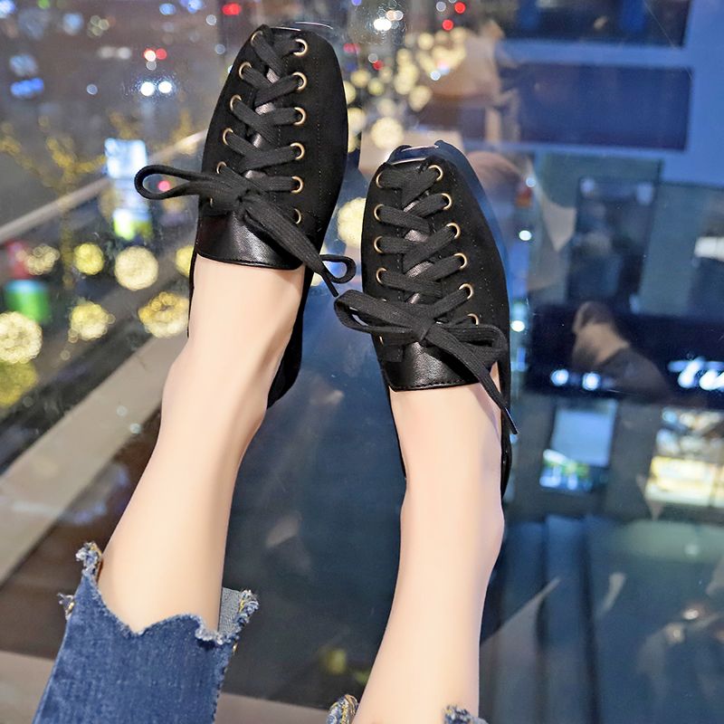 Women'S Fashion Quick Delivery - รองเท้าสําหรับสตรีที่มีสายรัดสแควร์ Toe ส้นต่ํา Elegant ผู้หญิงแฟลตชุดสีดําจัดส่งด่วนคุณภาพสูงแฟชั่นของแท้ Mark