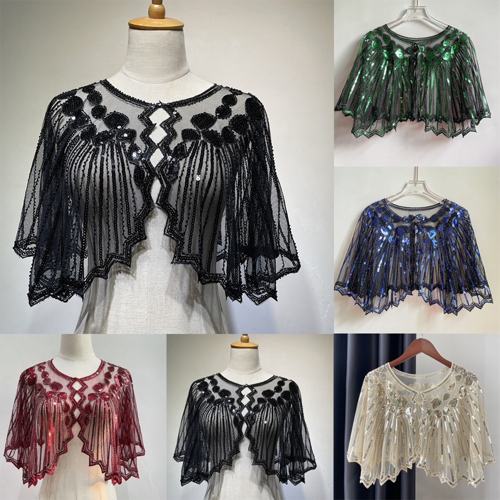 Women'S Fashion In The 1920S - ผ้าคลุมไหล่สำหรับงานแต่งงานสไตล์แฟชั่นยุค 1920 ผ้าคลุมไหล่แบบฟลาปเปอร์ ประดับเลื่อม ผ้าคลุมไหล่แบบเดโค ประดับลูกปัด