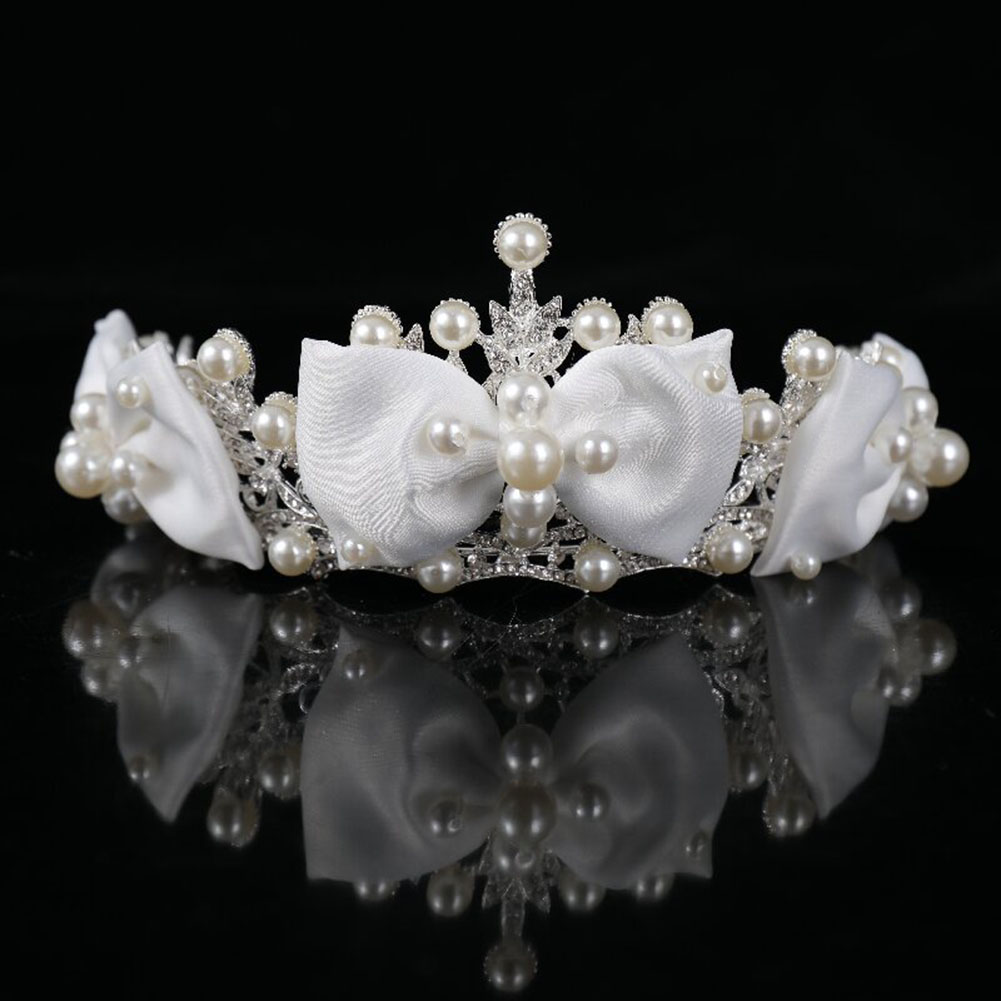 Women Queen Fashion - มงกุฎเจ้าสาว ที่คาดผมผู้หญิง โบว์ผูกผม เครื่องประดับผมมุก สำหรับงานวันเกิด พิธีสำหรับผู้ใหญ่