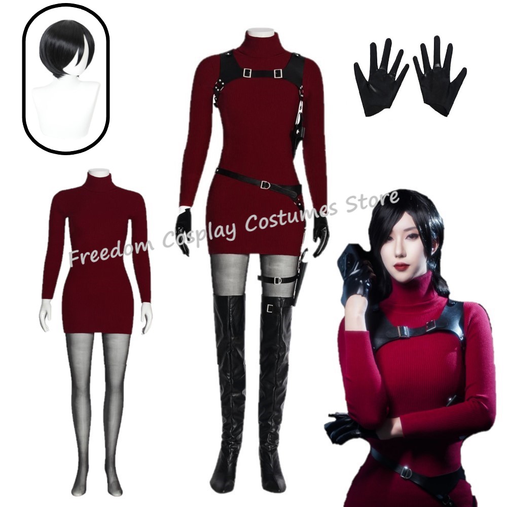 Women Fashion Reddit - หญิงอาดา คอสเพลย์ หวงชุดวิกผมสีแดงเซ็กซี่ชุดเครื่องแต่งกายเข็มขัดฮาโลวีนฮาโลวีนคาร์นิวัลชุดปลอมตัวสำหรับผู้ใหญ่ผู้หญิง