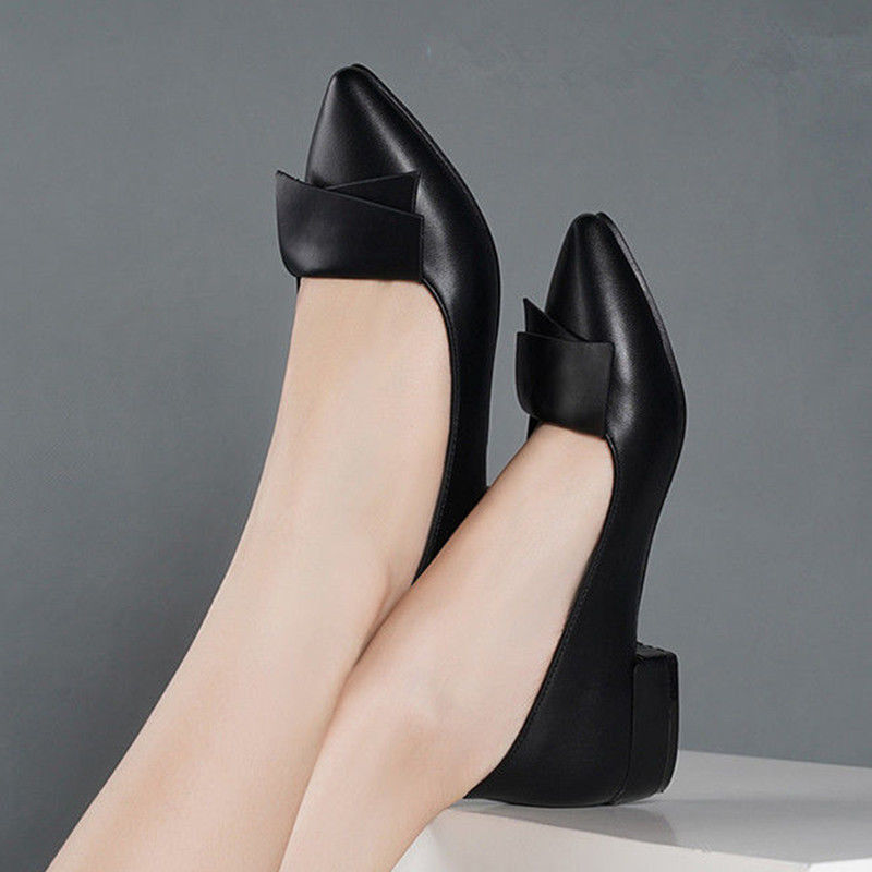 Women'S Fashion Quick Delivery - Pointed Toe ส้นต่ํา Elegant LADIES ปั๊มทํางานสีดํารองเท้าผู้หญิงขายส่งจัดส่งด่วนแฟชั่นโปรโมชั่น
