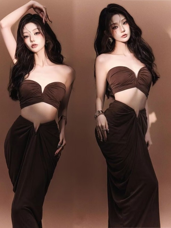 Women'S Young Fashion - ชุดเพื่อนเจ้าสาวทรงสลิมแฟชั่น ชุดเดรสเซ็กซี่สำหรับถ่ายภาพในสตูดิโอ ปรับแต่งได้ สายเดี่ยว สำหรับสาวๆ