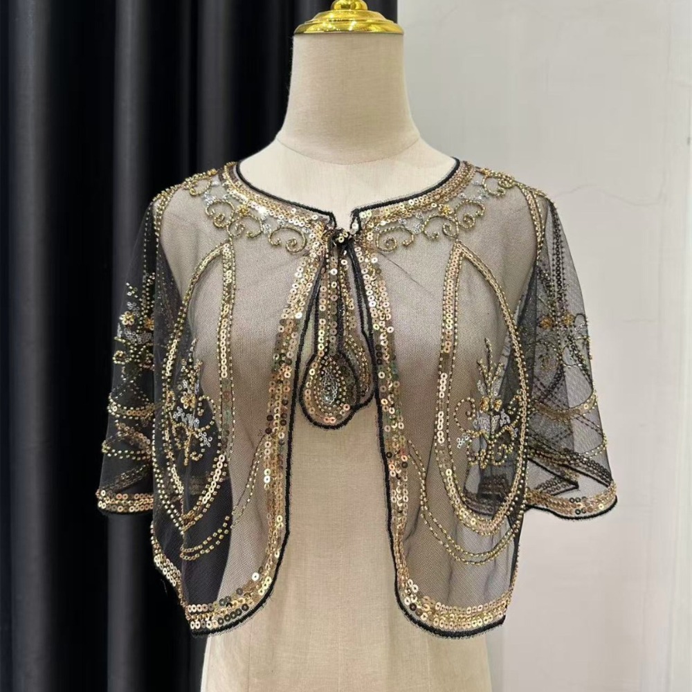 Women'S Fashion In The 1920S - ผ้าคลุมไหล่ปักเลื่อมหรูหราประดับลูกปัด สไตล์แฟลปเปอร์ยุค 1920s สำหรับงานกลางคืน เสื้อคลุมสั้นสำหรับผู้หญิง