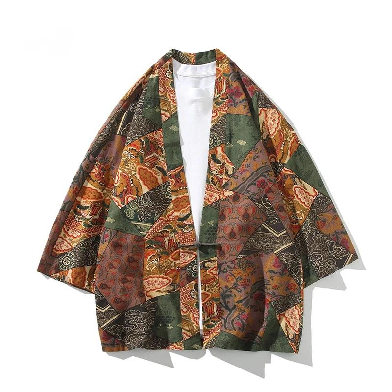 Women Fashion Blouse - สไตล์ชาติพันธุ์พิมพ์ Yukata ผู้ชายผู้หญิงแฟชั่นผ้าฝ้ายลินินเสื้อสเวตเตอร์ถักเสื้อผ้าเอเชีย Harajuku ญี่ปุ่นคอสเพลย์กิโมโน