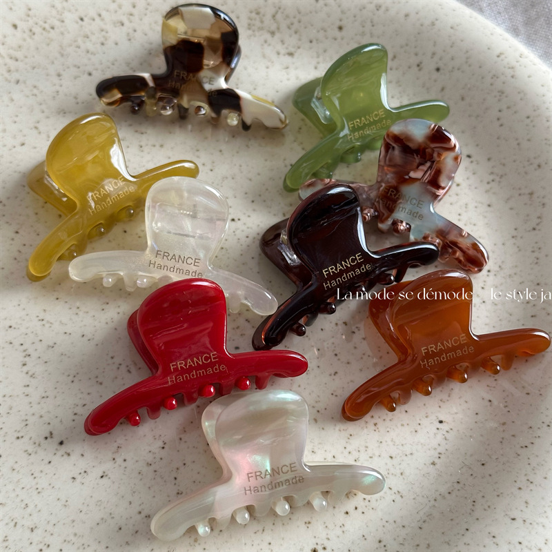 Women'S Fashion Labels - ผู้หญิงสไตล์ฝรั่งเศสรุ่นประณีตป้ายทองขนาดเล็ก Acetate ผม Claws Barrettes Lady