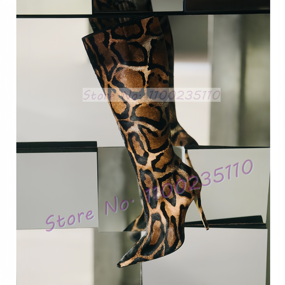 รองเท้าบูทสูงถึงเข่าลายเสือดาว - Women'S Fashion Leather Boots บทวิจารณ์และราคา