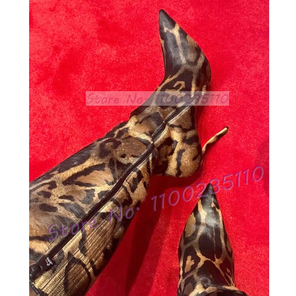 รองเท้าบูทสูงถึงเข่าลายเสือดาว - Women'S Fashion Leather Boots บทวิจารณ์และราคา