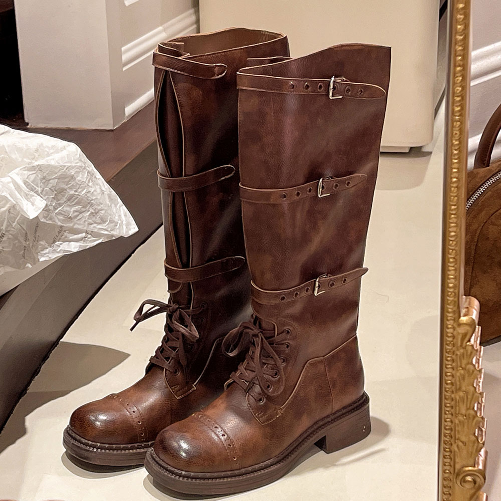 รองเท้าบูทสูงถึงเข่าสำหรับผู้ห - Women'S Fashion Leather Boots บทวิจารณ์และราคา