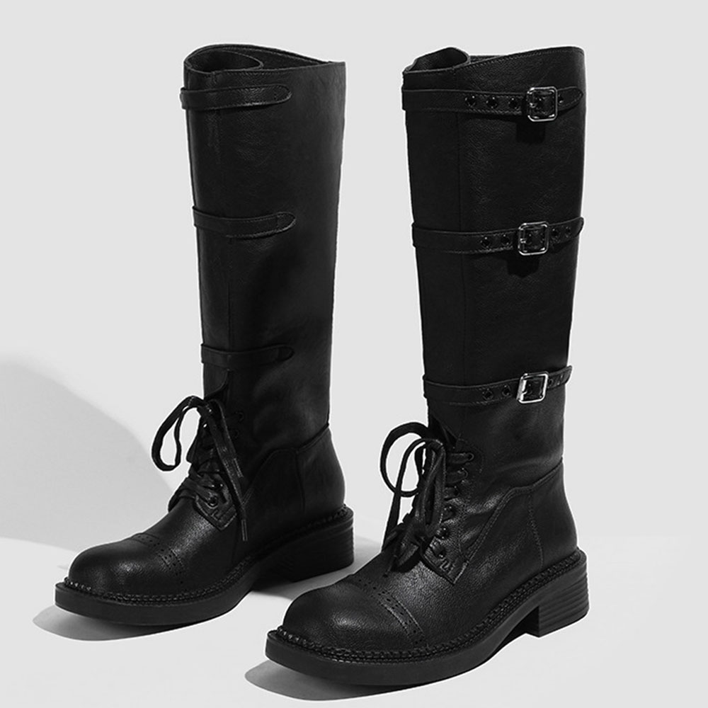 รองเท้าบูทสูงถึงเข่าสำหรับผู้ห - Women'S Fashion Leather Boots บทวิจารณ์และราคา