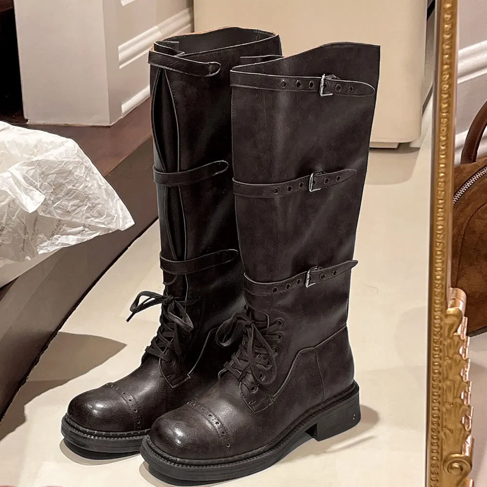 รองเท้าบูทสูงถึงเข่าสำหรับผู้ห - Women'S Fashion Leather Boots บทวิจารณ์และราคา