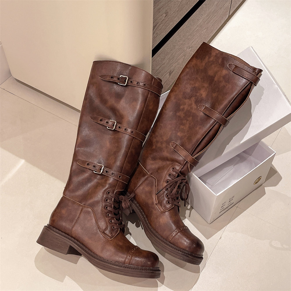 รองเท้าบูทสูงถึงเข่าสำหรับผู้ห - Women'S Fashion Leather Boots บทวิจารณ์และราคา