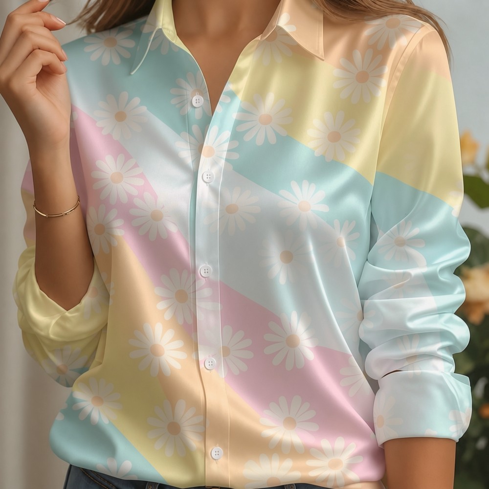 เสื้อเชิ้ตผู้หญิง ปกผ้าซาติน ล - Women Fashion Blouse บทวิจารณ์และราคา