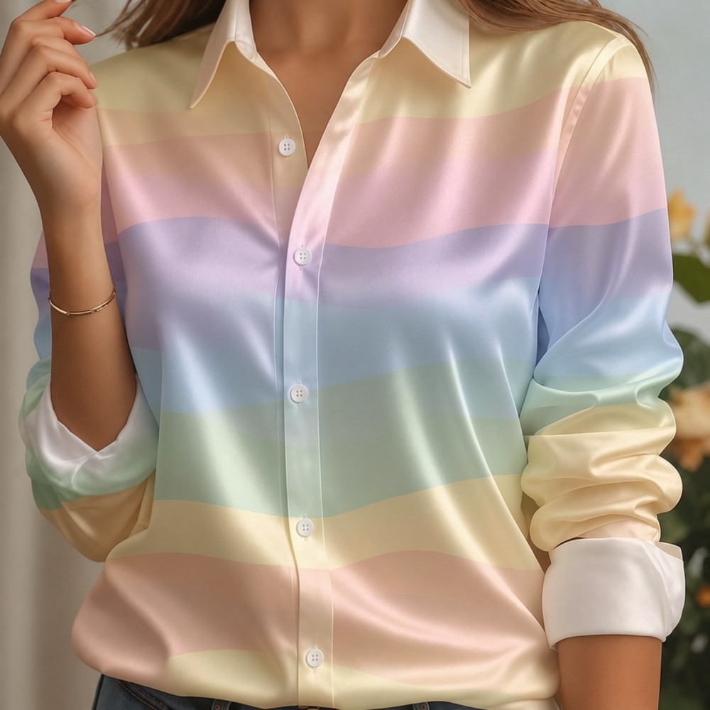 เสื้อเชิ้ตผู้หญิง ปกผ้าซาติน ล - Women Fashion Blouse บทวิจารณ์และราคา