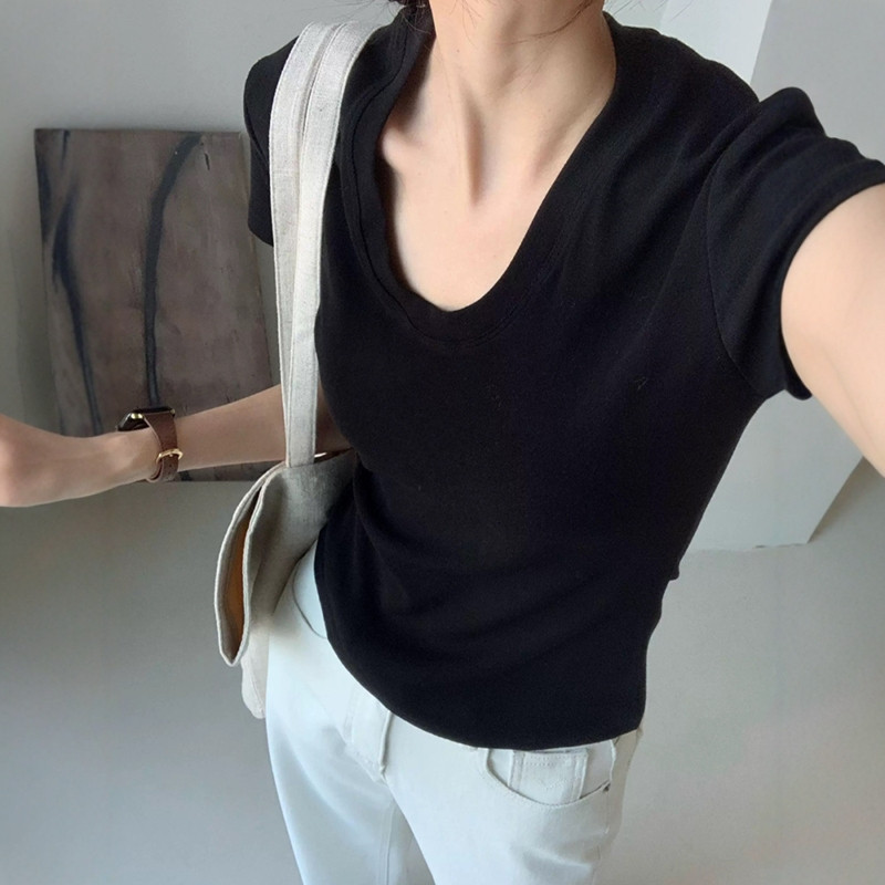 เสื้อยืดคอกลมแขนสั้นผู้หญิง ทร - Women Fashion Blouse บทวิจารณ์และราคา