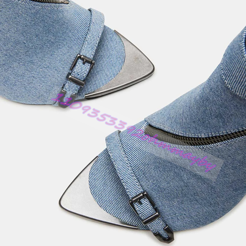 รองเท้าบูทหัวแหลมสีน้ำเงินเดนิ - Women'S Fashion Leather Boots บทวิจารณ์และราคา