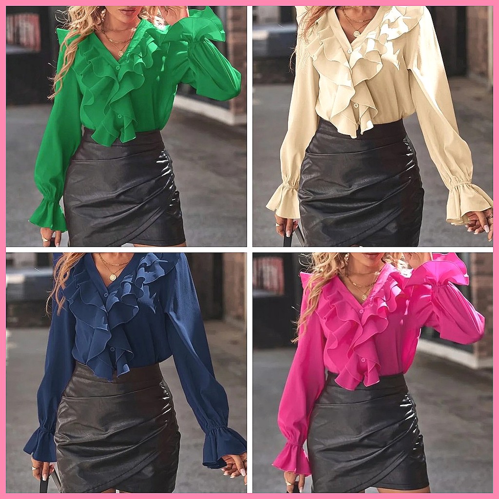 เสื้อเบลาส์แฟชั่นปี 2025 คอวี  - Women Fashion Blouse บทวิจารณ์และราคา