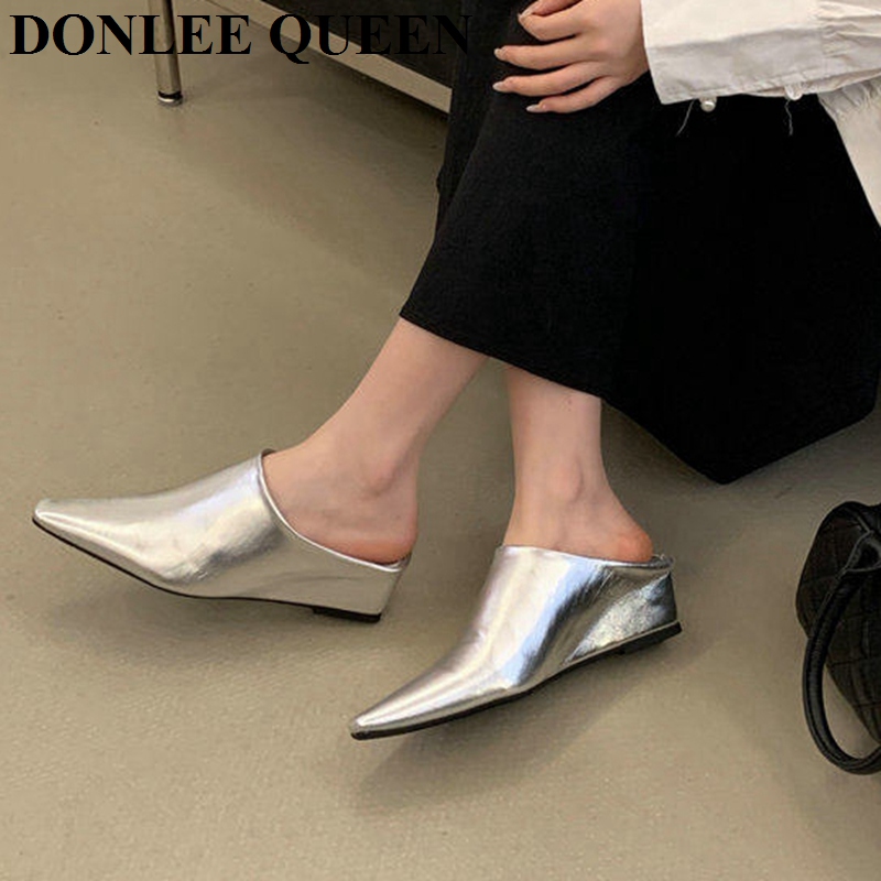 รองเท้าแตะส้นเตารีดแบบสวมสำหรั - Women Queen Fashion บทวิจารณ์และราคา