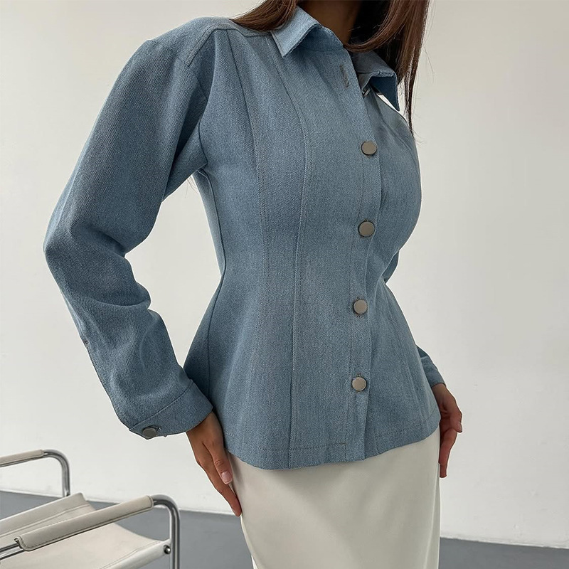 เสื้อเชิ้ตเดนิมทรงเข้ารูป KT V - Women Fashion Blouse บทวิจารณ์และราคา