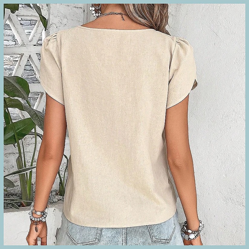 เสื้อเบลาส์สีพื้นสไตล์วินเทจสำ - Women Fashion Blouse บทวิจารณ์และราคา
